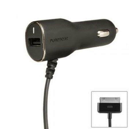 Apple 30 Pin Car Charger w/ Extra USB 2A Black - Unwired Solutions Inc