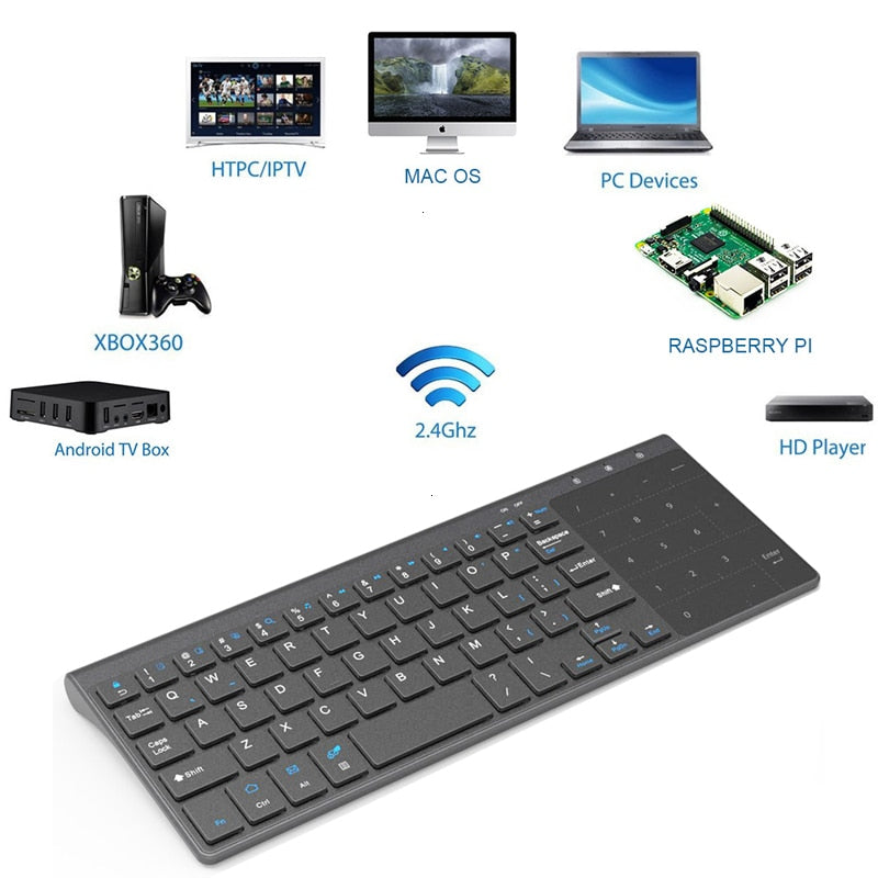 Wireless Keyboard with Number Touchpad Mouse Thin Numeric Keypad
