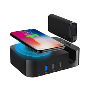Naztech 50W Ultimate Power Station AFC USB-C Wall Charger w/ Qi + 4000 mAh Portable Power Bank
