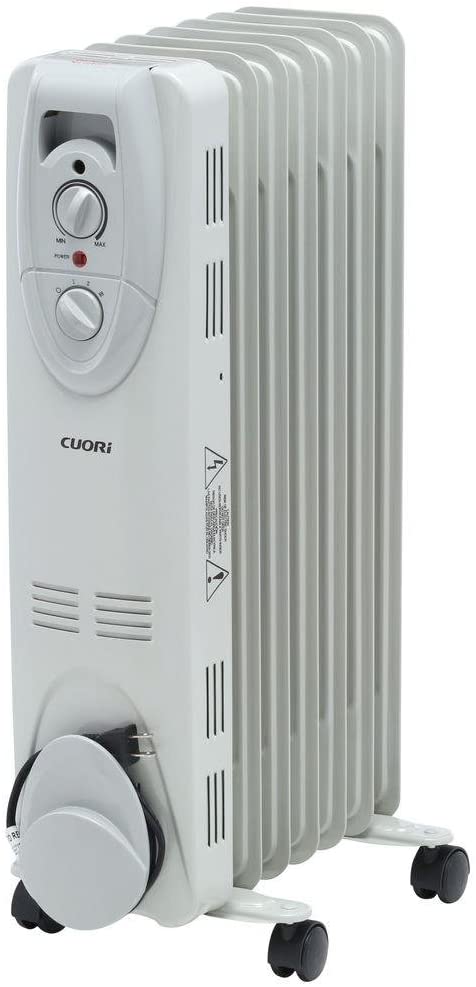 Cuori 1500-Watt Electric Oil-Filled Radiant Portable Heater - Grey - Unwired Solutions Inc