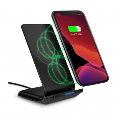 HyperGear 10W Black Dual Coil Wireless Fast Charging Stand w/ Fast Charge Wall Charger