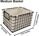 Decorative 3 Piece Canvas Lined Brushed Copper Wire Basket Set for Storage and Organization - Unwired Solutions Inc