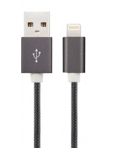 Braided Charge/Sync Cable Lightning 3ft Dark Gray - Unwired Solutions Inc