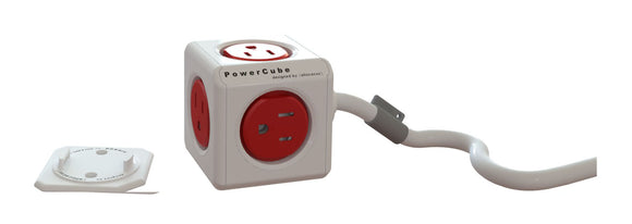PowerCube Extended 5 outlets 5' cord Red - Unwired Solutions Inc