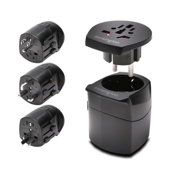 International Travel Adapter Grounded (3-Prong) Black - Unwired Solutions Inc