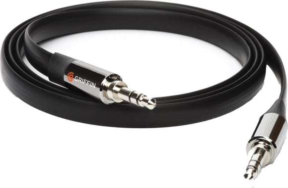 Flat AUX Cable 6ft Black - Unwired Solutions Inc