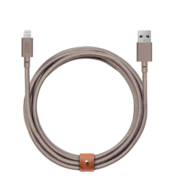 Charge/Sync Belt Cable XL Lightning 10ft. Taupe - Unwired Solutions Inc