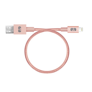 Metallic Charge/Sync Cable Lightning 9'' Rose Gold - Unwired Solutions Inc