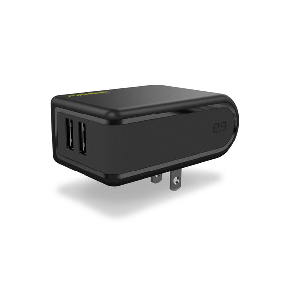 Wall Charger Dual USB 4.8A Black - Unwired Solutions Inc