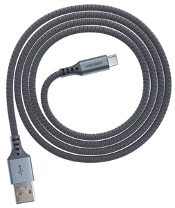 Metallic Charge/Sync cable USB C 4ft Grey - Unwired Solutions Inc
