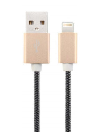 Braided Charge/Sync Cable Lightning 3ft Gold - Unwired Solutions Inc