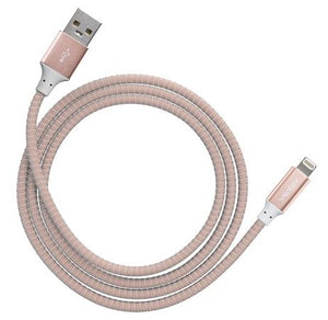 Charge/Sync Metallic Cable Lightning 4ft Rose Gold - Unwired Solutions Inc