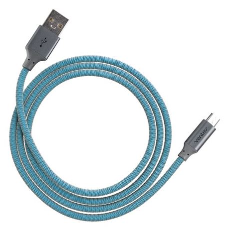 Charge/Sync Metallic Cable Micro USB 4ft Blue - Unwired Solutions Inc
