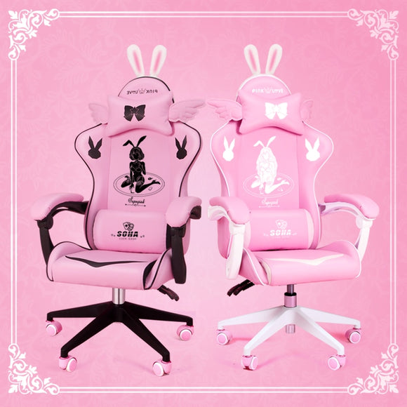 Rosé Hydraulic Lift Gaming Chair with Footrest Recliner Gaming Girls United