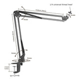 Extendable Desktop Clamp Suspension Boom Scissor Arm Stand Holder with Table Mounting Clamp for Ring Light Webcam Tiktok Live