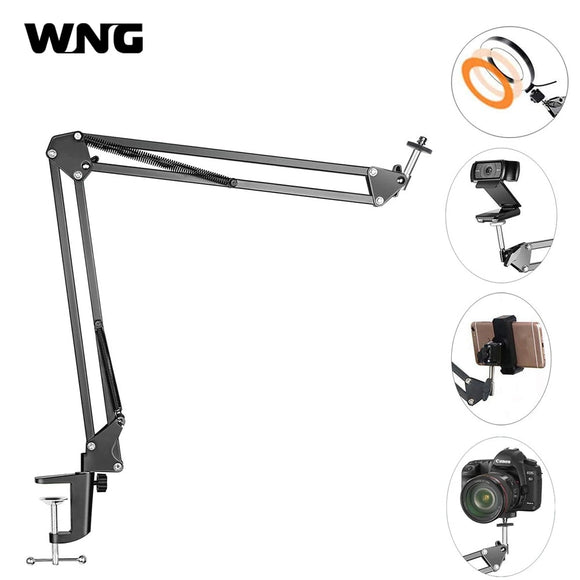 Extendable Desktop Clamp Suspension Boom Scissor Arm Stand Holder with Table Mounting Clamp for Ring Light Webcam Tiktok Live
