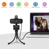 Full HD 1440p USB Webcam w/ Privacy Cover, Microphone & Tripod